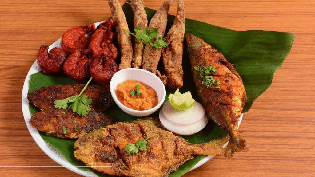 Goan fish curry thali
