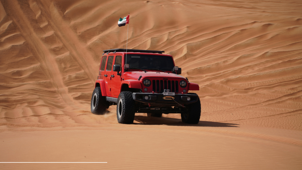 4x4 jeep safari dune bashing adventure in Rajasthan Thar desert with tourists