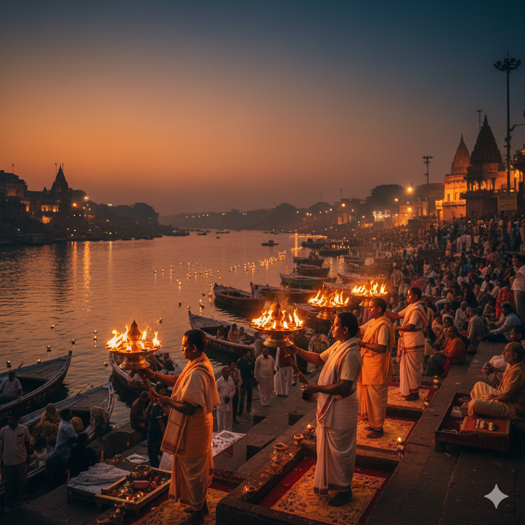 Ganga Aarti in Varanasi, a spiritual experience and one of the best places to visit in India in November.