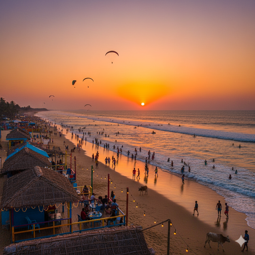 A vibrant beach in Goa, one of the best places to visit in November in India for beach lovers