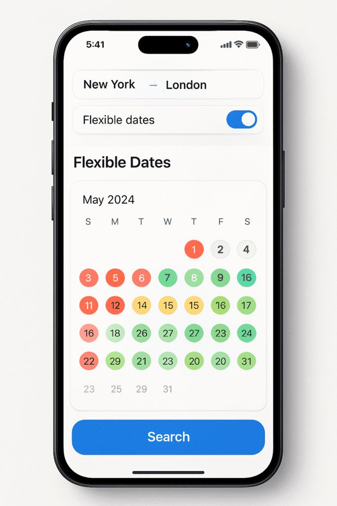 flight date grid, google flights